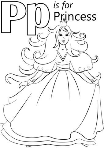 Letter P Is For Princess Coloring Page